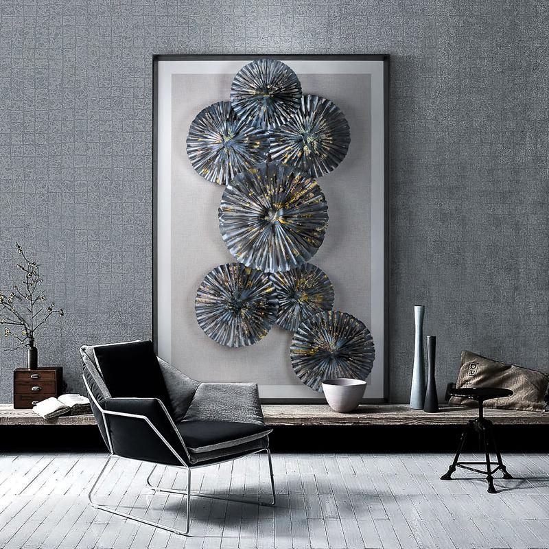 玄關(guān)裝飾畫(huà) 工業(yè)風(fēng)客廳沙發(fā)軟裝實(shí)物 立體手工鐵藝金屬酒店壁飾