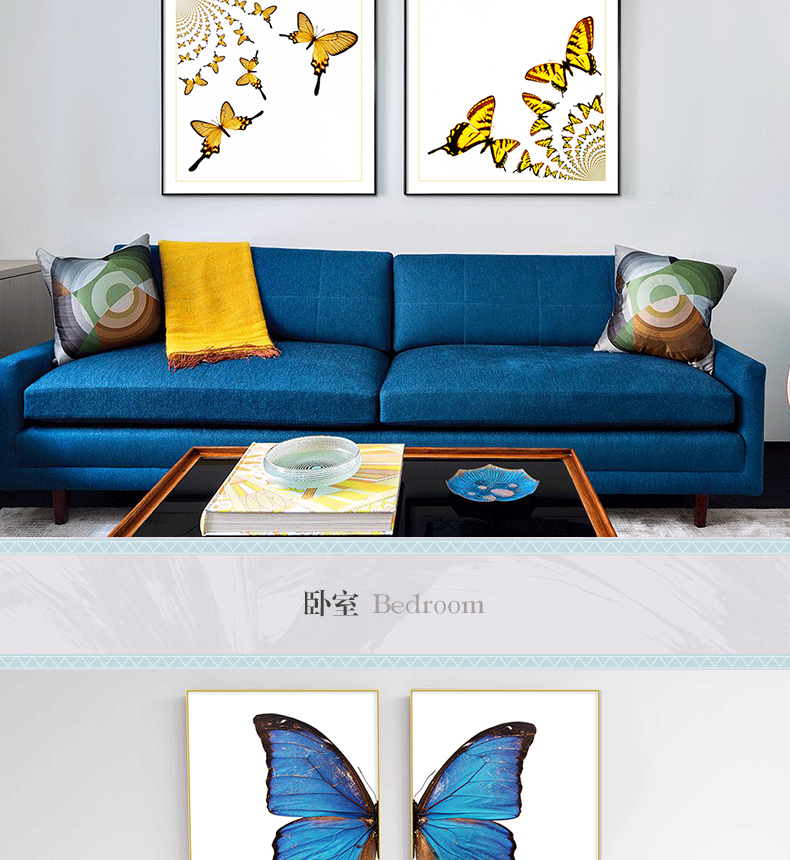 現(xiàn)代輕奢簡(jiǎn)歐動(dòng)物裝飾畫(huà) 餐廳蝴蝶標(biāo)本鋁合金框晶瓷畫(huà) 純手繪油畫(huà) 蝶舞