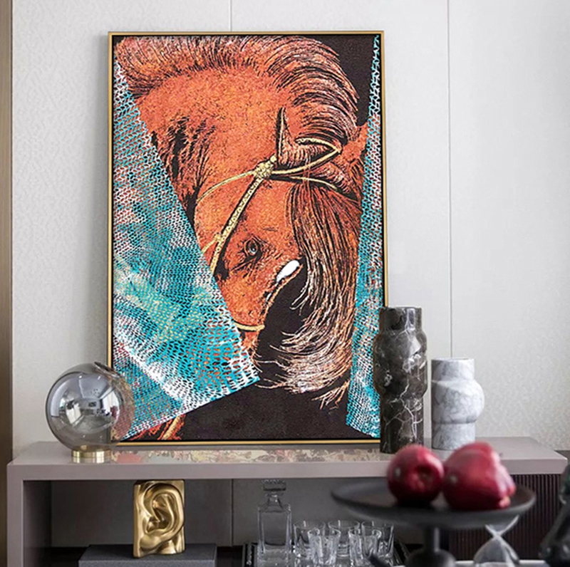 現(xiàn)代創(chuàng)意簡約客廳裝飾畫 臥室原創(chuàng)手繪砂巖立體畫 餐廳環(huán)保PS框掛畫 駿馬