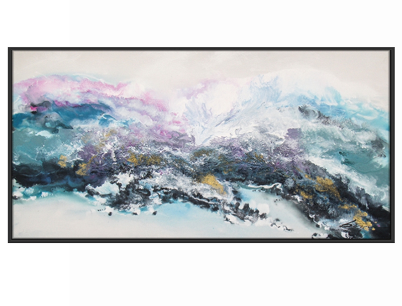 抽象客廳裝飾畫 臥室原創(chuàng)純手繪厚肌理畫 走廊過(guò)道環(huán)保PS框掛畫 山與湖