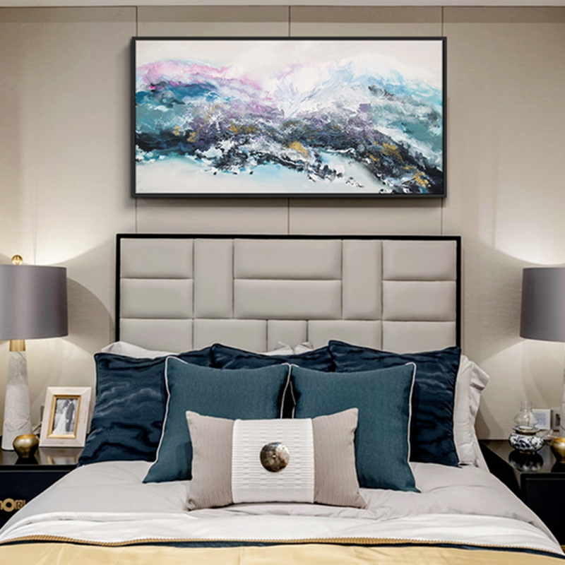 抽象客廳裝飾畫 臥室原創(chuàng)純手繪厚肌理畫 走廊過道環(huán)保PS框掛畫 山霧