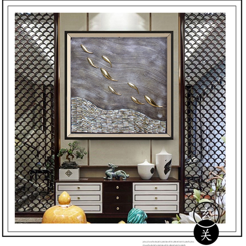 抽象客廳裝飾畫 餐廳原創(chuàng)實(shí)物畫 玄關(guān)環(huán)保PS框掛畫 逆流而上