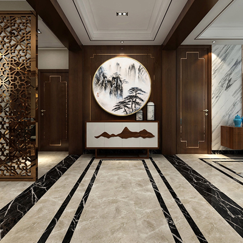 新中式客廳裝飾畫 書房原創(chuàng)純手繪山水畫 臥室不銹鋼金屬圓框掛畫 迎客松2